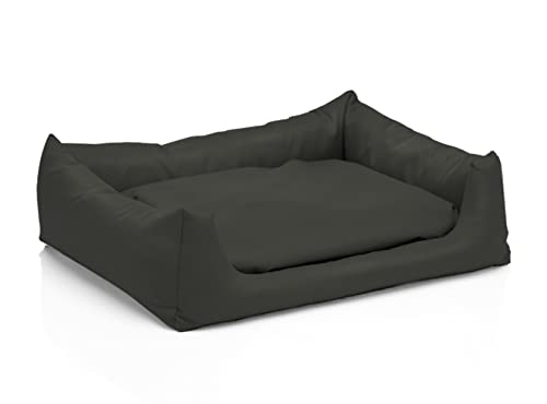 Juelle Hundebett aus Kunstleder, Hundebett für kleine Hunde flauschiges Hundekissen, Sofa Rex S-XXL (70x50 cm, Grafit) von Juelle