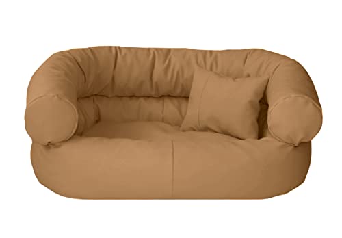 Juelle Hundebett aus Kunstleder, Kissen für Große Hunde Abziehbarer Bezug, flauschiges Hundesofa, Bett Hundesessel Fergus S-XXL (120x90 cm, Beige) von IKIMI