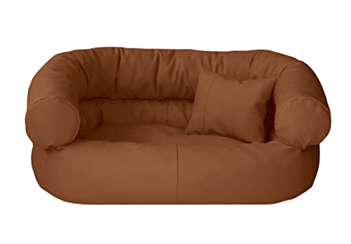 Juelle Hundebett aus Kunstleder, Kissen für Große Hunde Abziehbarer Bezug, flauschiges Hundesofa, Bett Hundestuhl Fergus S-XXL (120x90 cm, Karamell) von Juelle