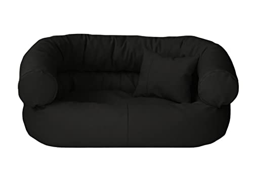 Juelle Hundebett aus Kunstleder, Kissen für Große Hunde Abziehbarer Bezug, flauschiges Hundesofa, Bett Hundestuhl Fergus S-XXL (140 x 100 cm, Schwarz) von Juelle