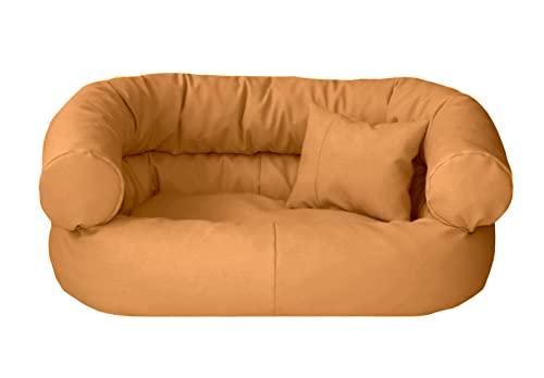 Juelle Hundebett aus Kunstleder, Kissen für Große Hunde abziehbar, flauschiges Hundesofa, Bett Hundestuhl Fergus S-XXL (140x100 cm, Sonnenbeige) von IKIMI