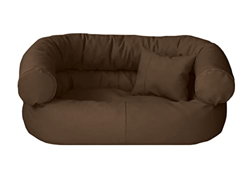 Juelle Hundebett aus Kunstleder, Kissen für kleine Hunde abziehbar, flauschiges Hundesofa, Bett Hundestuhl Fergus S-XXL (70x50 cm, Hellbraun) von Juelle