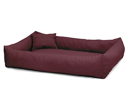 Juelle Hundebett aus Kunstleder, flauschiges Hundekissen, Hundebett für große Hunde, weiches und elegantes Hundesofa, Elmo S-XXL (140 x 100 cm, Bordeaux) von Juelle