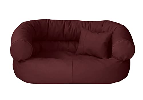 Juelle Hundebett aus Kunstleder Baby Hunde Kissen Ausziehbarer Bezug Kuschelig Hundesofa Hundebett Hundebett Fergus S-XXL (70x50 cm, Bordeaux) von IKIMI