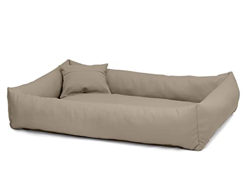 Juelle Hundebett aus Kunstleder Flauschiges Hundekissen Hundebett für große Hunde Weich und Elegant Hundesofa Elmo S-XXL (140x100 cm, Peel Beige) von Juelle