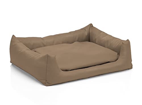 Juelle Hundebett aus Kunstleder Hundebett Kuschelbett Sofy Rex S-XXL (100 x 80 cm, Mädchen Beige) von Juelle