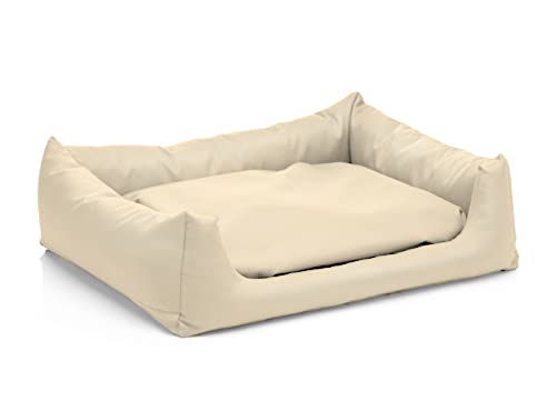 Juelle Hundebett aus Kunstleder Hundebett Kuschelbett Sofy Rex S-XXL (100x80cm, Ecru) von Juelle