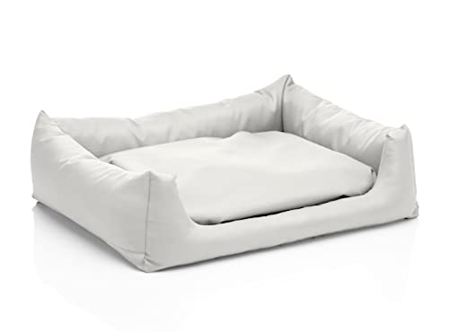 Juelle Hundebett aus Kunstleder Hundebett Kuschelbett Sofy Rex S-XXL (120x90cm, Weiß) von Juelle