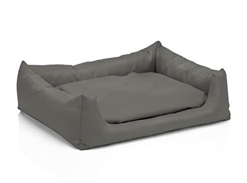 Juelle Hundebett aus Kunstleder Hundebett Kuschelbett Sofy Rex S-XXL (70x50cm, Dunkle Popiel) von Juelle