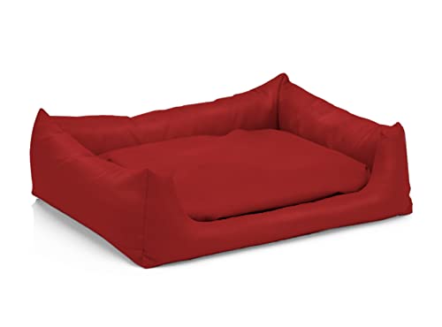 Juelle Hundebett aus Kunstleder Hundebett Kuschelbett Sofy Rex S-XXL (70x50cm, Rot) von Juelle