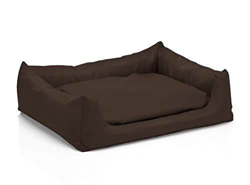 Juelle Hundebett aus Kunstleder Hundebett Kuschelbett Sofy Rex S-XXL (80x65cm, Dunkelbraun) von Juelle