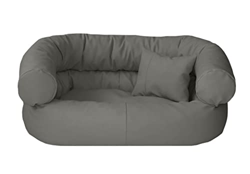 Juelle Hundebett aus Kunstleder Kissen für Mittlere Hunde Ausziehbarer Hund, Kuscheliges Hundesofa, Hundebett Fergus S-XXL (80x65cm, Dark Asche) von Juelle