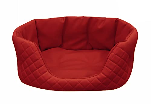 Juelle Hundebett aus Kunstleder gesteppt, Hundebett Großzügige Hundekissen, Kuscheliges Hundekissen, Schlafbett Queen S-XL (100x80cm, Rot) von Juelle