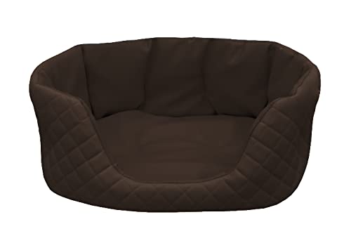 Juelle Hundebett aus Kunstleder gesteppt, Hundebett Kleinkind, Kuscheliges Hundekissen, Schlafsofa Queen S-XL (65x50cm, Dunkelbraun) von Juelle