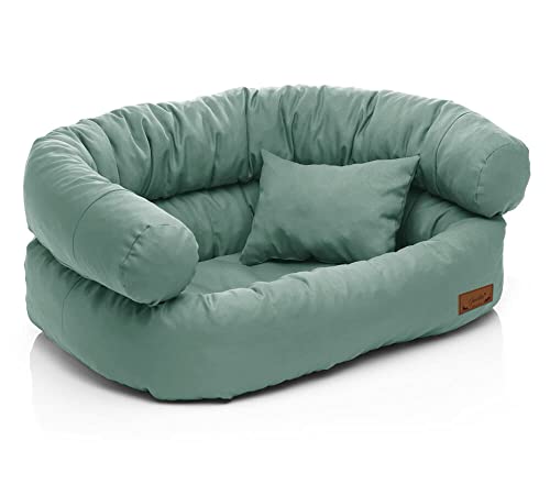 Juelle Hundebett - Großhundesofa, Abnehmbare Abdeckung, maschinenwaschbar, flauschiges Bett, Hundesessel Santi S-XXL (Größe: L - 100x80 cm, Dunkelmint) von Juelle