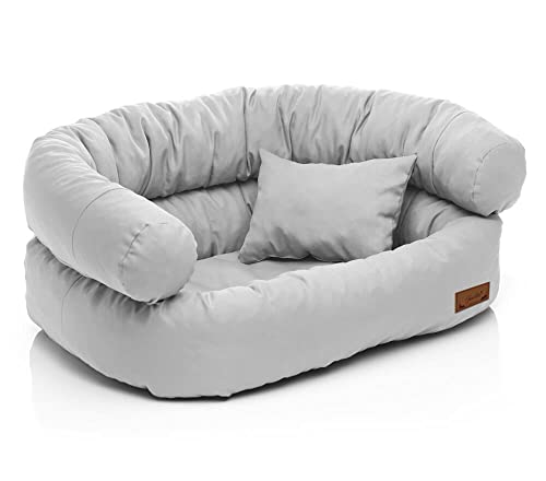 Juelle Hundebett - Großhundesofa, Abnehmbarer Bezug maschinenwaschbar, flauschiges Bett, Hundesessel Santi S-XXL (Größe: L - 100x80 cm, Helle Asche) von Juelle