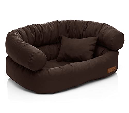 Juelle Hundebett - Großhundesofa, Abnehmbarer Bezug maschinenwaschbar, flauschiges Bett, Hundesessel Santi S-XXL (Größe: XXL - 140x100cm, Dunkelbraun) von Juelle