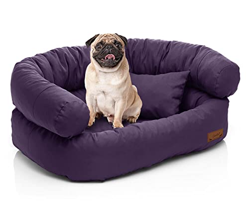 Juelle Hundebett - mittelgroße Hunde Sofa, Abnehmbarer Bezug maschinenwaschbar, flauschiges Bett, Hundesessel Santi S-XXL (Größe: M - 80x60 cm, Dunkelviolett) von Juelle