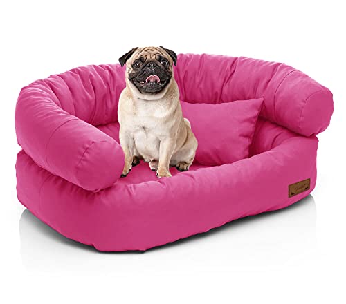 Juelle Hundebett - mittelgroße Hunde Sofa, Abnehmbarer Bezug maschinenwaschbar, flauschiges Bett, Hundesessel Santi S-XXL (Größe: M - 80x60cm, Indian Rosa) von Juelle