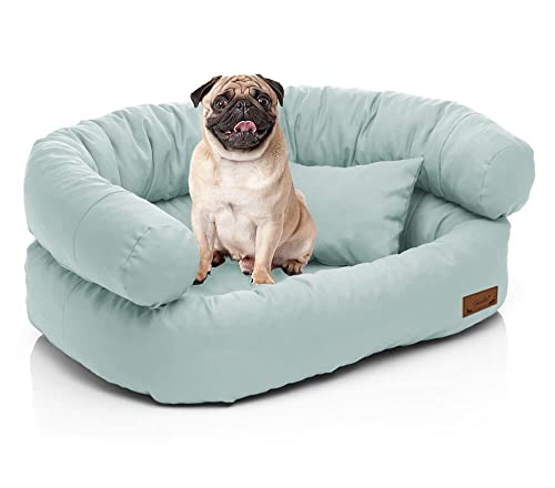 Juelle Hundebett - mittelgroße Hunde Sofa Abnehmbarer Bezug maschinenwaschbar flauschiges Bett, Hundesessel Santi S-XXL (Größe: M - 80x60 cm, Hellmint) von Juelle