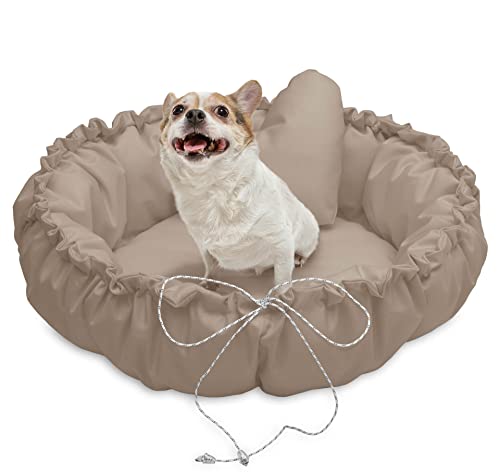 Juelle Kleinhund Hundebett - Hundekissen für kleine Hunde Faltbarer Hundekörbchen maschinenwaschbar flauschiges Bett Hundebett Hundebett - Muschel (⌀70 cm, Beige) von Juelle