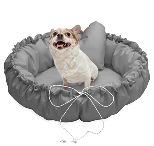 Juelle Kleinhund Hundebett - Hundekissen für kleine Hunde Faltbarer Hundekörbchen maschinenwaschbar flauschiges Bett Hundebett Hundebett - Muschel (⌀70 cm, Dunkler Popiel) von Juelle