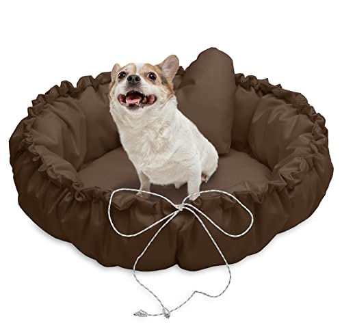 Juelle Kleinhund Hundebett - Hundekissen für kleine Hunde Faltbarer Hundekörbchen maschinenwaschbar flauschiges Bett Hundebett Hundebett - Muschel (⌀70 cm, Hellbraun) von Juelle