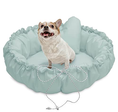 Juelle Kleinhund Hundebett - Hundekissen für kleine Hunde Faltbarer Hundekörbchen maschinenwaschbar flauschiges Bett Hundebett Hundebett - Muschel (⌀70 cm, Hellmint) von Juelle