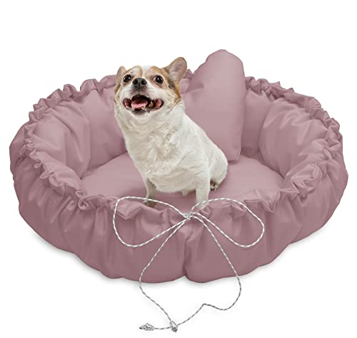 Juelle Kleinhund Hundebett - Hundekissen für kleine Hunde Faltbarer Hundekörbchen maschinenwaschbar flauschiges Bett Hundebett Hundebett - Muschel (⌀70 cm, Puderdar Rosa) von Juelle