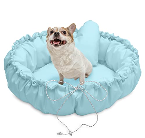 Juelle Kleinhund Hundebett - Hundekissen für kleine Hunde Faltbarer Hundekörbe maschinenwaschbar flauschiges Bett Hundebett Hundebett - Muschel (⌀70 cm, Blau) von Juelle