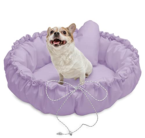 Juelle Kleinhund Hundebett - Hundekissen für kleine Hunde Faltbarer Hundekörbe maschinenwaschbar flauschiges Bett Hundebett Hundebett - Muschel (⌀70 cm, Flieder) von Juelle