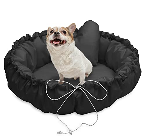 Juelle Kleinhund Hundebett - Hundekissen für kleine Hunde Faltbarer Hundekörbe maschinenwaschbar flauschiges Bett Hundebett Hundebett - Muschel (⌀70 cm, Grafit) von Juelle