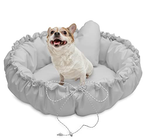 Juelle Kleinhund Hundebett - Hundekissen für kleine Hunde Faltbarer Hundekörbe maschinenwaschbar flauschiges Bett Hundebett Hundebett - Muschel (⌀70 cm, Helles Aschenel) von Juelle