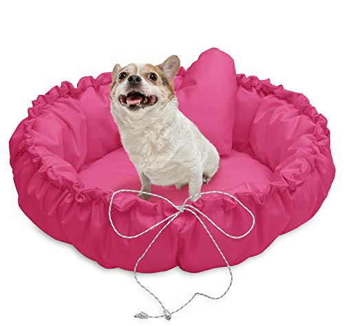 Juelle Kleinhund Hundebett - Hundekissen für kleine Hunde Faltbarer Hundekörbe maschinenwaschbar flauschiges Bett Hundebett Hundebett - Muschel (⌀70 cm, Indische Rose) von Juelle