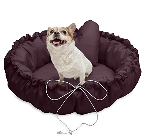 Juelle Kleinhund Hundebett - Hundekissen für kleine Hunde Faltbarer Hundekörbe maschinenwaschbar flauschiges Bett Hundebett Hundebett - Muschel (⌀70 cm, Pflaume) von Juelle