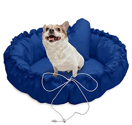 Juelle Kleinhund Hundebett - Hundekissen für kleine Hunde Faltbarer Hundekörbe maschinenwaschbar flauschiges Bett Hundebett Hundebett - Muschel (⌀70 cm, Szafir) von Juelle