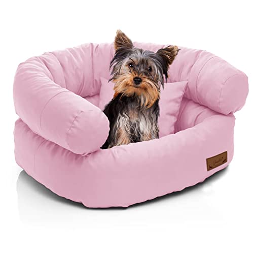 Juelle Kleinhund Hundebett - Kleinhundkissen, Abnehmbarer Bezug, maschinenwaschbar, flauschiges Bett, Hundesofa - Sessel York (50x40x30 cm, Hellrosa) von Juelle