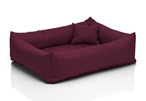 Juelle Kleinhundbett - Hundekissen für kleine Hunde, Abnehmbarer Bezug Waschbar, flauschiges Bett, Hundesofa Saba S-XXL (Größe: S - 70x50 cm, Bordeaux) von Juelle