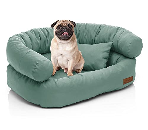 Juelle Kleinkind Hundebett - Kleinkind Hunde Sofa, Abnehmbarer Bezug maschinenwaschbar, flauschiges Bett, Hundesessel Santi S-XXL (Größe: S - 70x50 cm, Dunkelmint) von Juelle