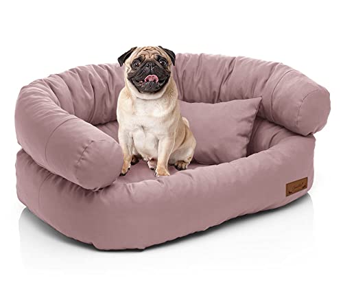 Juelle Kleinkind Hundebett - Kleinkind Hunde Sofa, Abnehmbarer Bezug maschinenwaschbar, flauschiges Bett, Hundesessel Santi S-XXL (Größe: S - 70x50 cm, Dunkel Puder Rosa) von Juelle