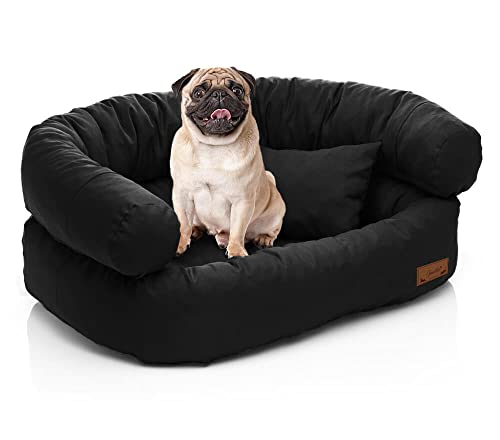 Juelle Kleinkind Hundebett - Kleinkind Hundesofa, Abnehmbarer Bezug maschinenwaschbar, flauschiges Bett, Hundesessel Santi S-XXL (Größe: S - 70x50cm, Schwarz) von Juelle