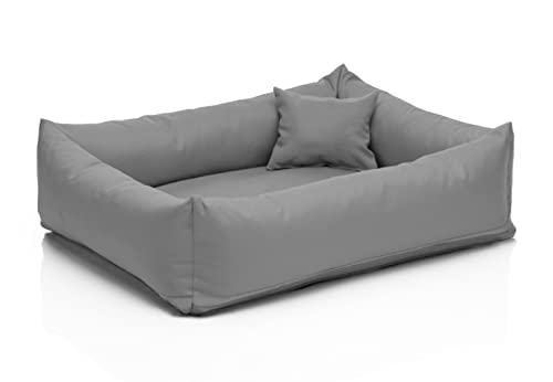 Juelle Mittelhund Hundebett - Hundekissen für Kleinhunder, Abnehmbarer Bezug, maschinenwaschbar, flauschiges Bett, Hundesofa Saba S-XXL (Größe: M - 80 x 70 cm, Affel Dunkel) von Juelle