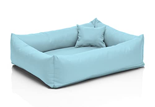 Juelle Mittelhund Hundebett - Hundekissen für Kleinhunder, Abnehmbarer Bezug, maschinenwaschbar, flauschiges Bett, Hundesofa Saba S-XXL (Größe: M - 80 x 70 cm, Himmelblau) von Juelle