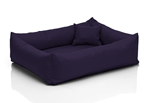 Juelle Mittelhund Hundebett - Hundekissen für Kleinhunder, Abnehmbarer Bezug, maschinenwaschbar, flauschiges Bett, Hundesofa Saba S-XXL (Größe: M - 80x70 cm, Dunkelviolett) von Juelle