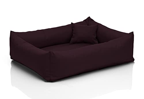 Juelle Mittelhundbett - Hundekissen für kleine Hunde, Abnehmbarer Bezug, maschinenwaschbar, flauschiges Bett, Hundesofa Saba S-XXL (Größe: M - 80x70 cm, Pflaume) von Juelle