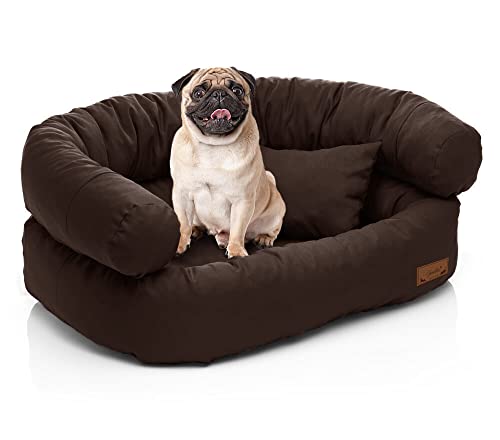 Juelle Hundebett - mittelgroße Hunde Sofa Abnehmbarer Bezug maschinenwaschbar flauschiges Bett, Hundesessel Santi S-XXL (Größe: M - 80x60cm, Dunkelbraun) von Juelle