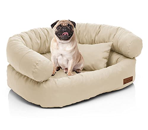 Juelle Hundebett - Sofa für mittelgroße Hunde, Abnehmbarer Bezug maschinenwaschbar, flauschiges Bett, Hundesessel Santi S-XXL (Größe: M - 80x60cm, Ecru) von Juelle