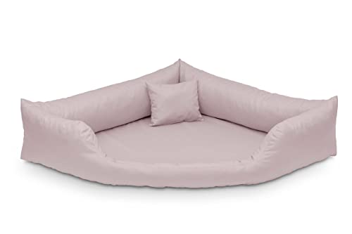 Juelle Orthopädische Hundebett Eckbett Hundebett mit Orthopädischer Matratze für Große Hunde Abnehmbarer Bezug, Waschbar, Dakota M-XXL (120x90 cm, Helles Puder Rosa) von Juelle