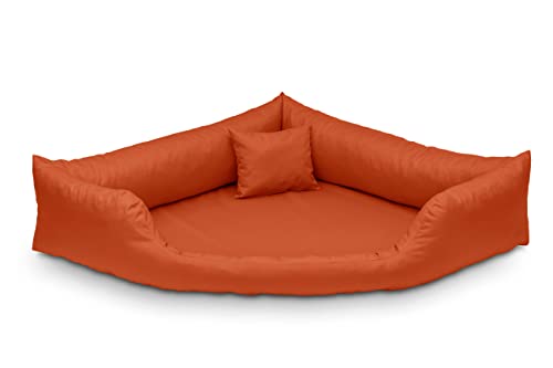 Juelle Orthopädische Hundebett Eckbett Hundebett mit Orthopädischer Matratze für Große Hunde Abnehmbarer Bezug, Waschbar, Dakota M-XXL (120x90cm, Orange) von Juelle