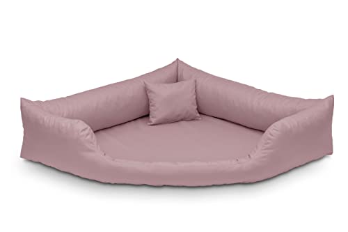 Juelle Orthopädische Hundebett Eckbett Hundebett mit Orthopädischer Matratze für Große Hunde Abnehmbarer Bezug, Waschbar, Dakota M-XXL (145x105 cm, Puder Dar Rosa) von Juelle